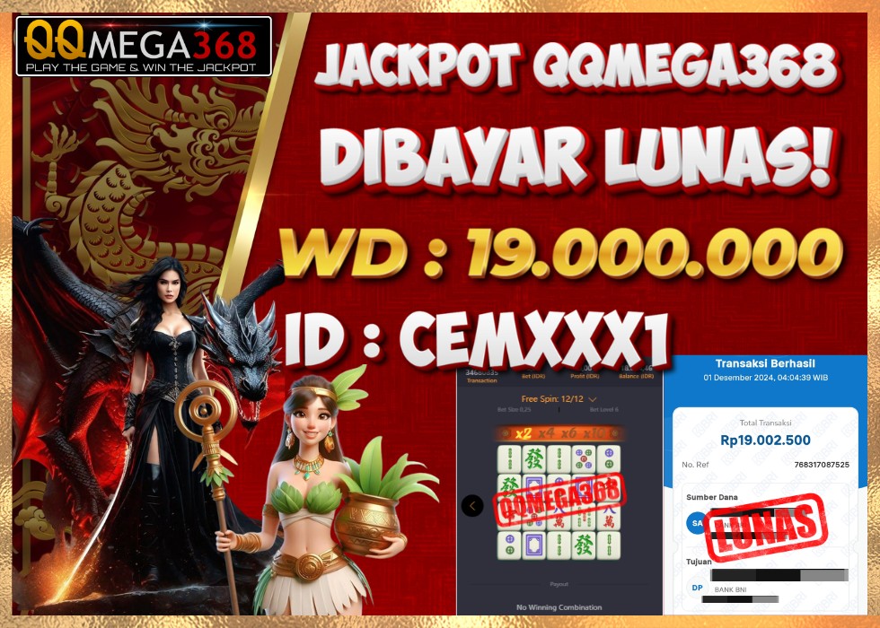 QQMEGA368 JACKPOT Rp 19.000.000 - LUNAS!!!