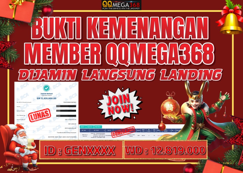 QQMEGA368 JACKPOT Rp 12.819.000 - LUNAS!!!