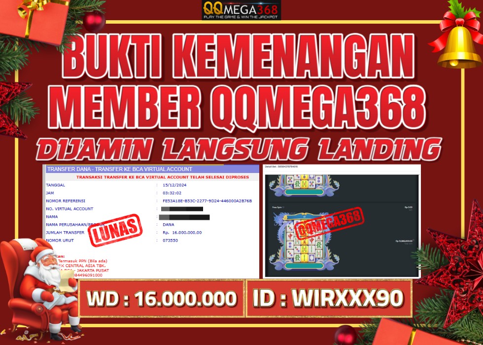 QQMEGA368 JACKPOT Rp 16.000.000 - LUNAS!!!