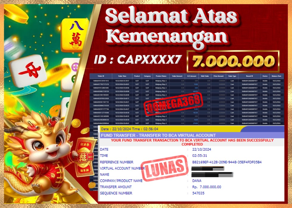 QQMEGA368 JACKPOT Rp 7.000.000 - LUNAS!!!