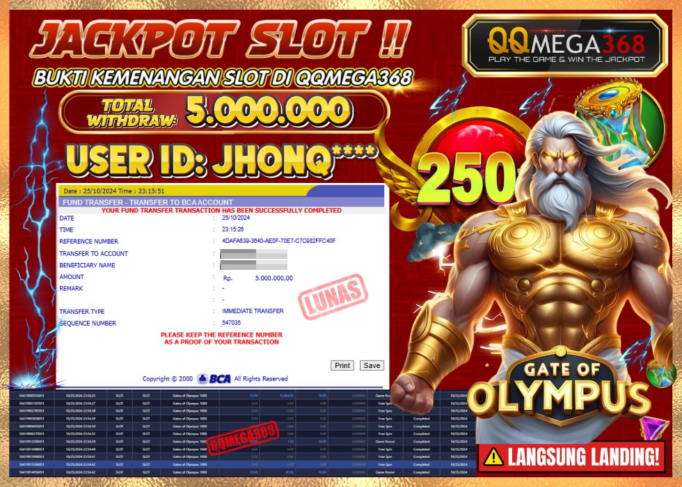 QQMEGA368 JACKPOT Rp 5.000.000 - LUNAS!!!