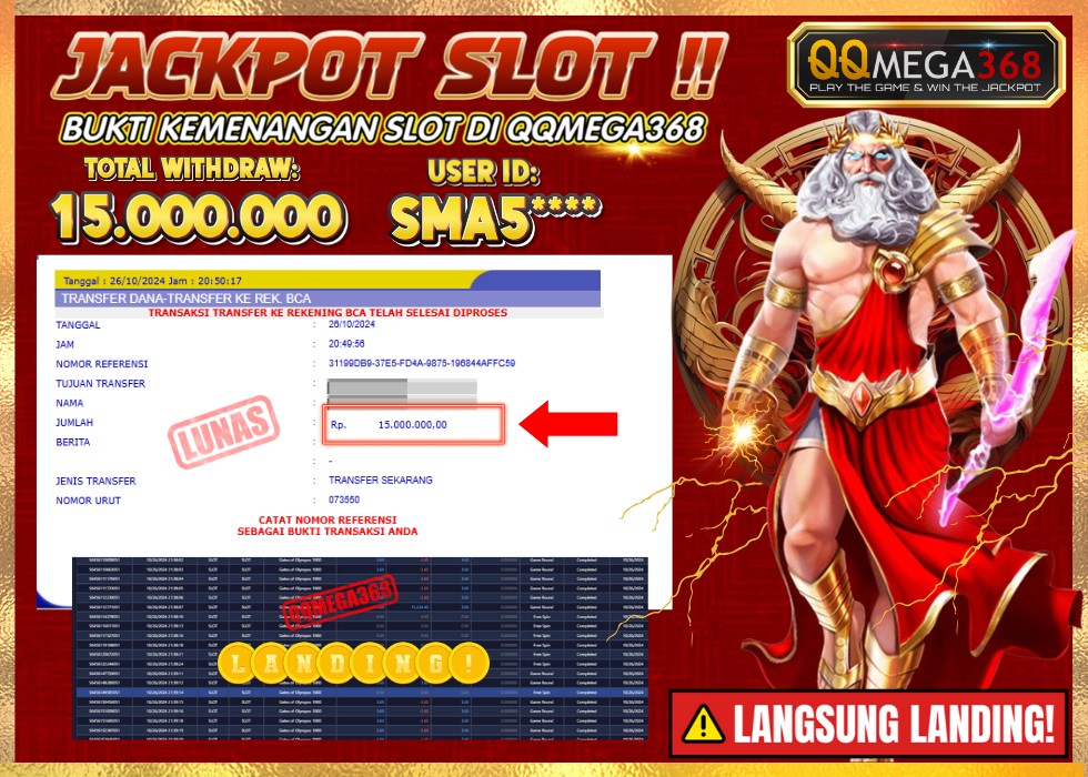 QQMEGA368 JACKPOT Rp 15.000.000 - LUNAS!!!