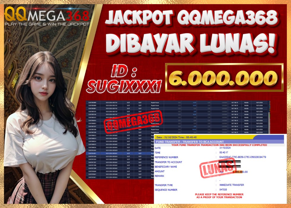 QQMEGA368 JACKPOT Rp 6.000.000 - LUNAS!!!
