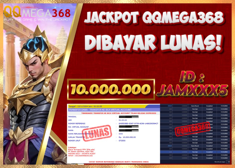 QQMEGA368 JACKPOT Rp 10.000.000 - LUNAS!!!