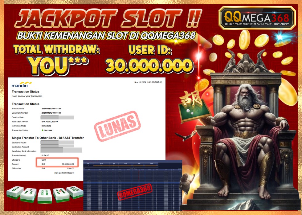 QQMEGA368 JACKPOT Rp 30.000.000 - LUNAS!!!