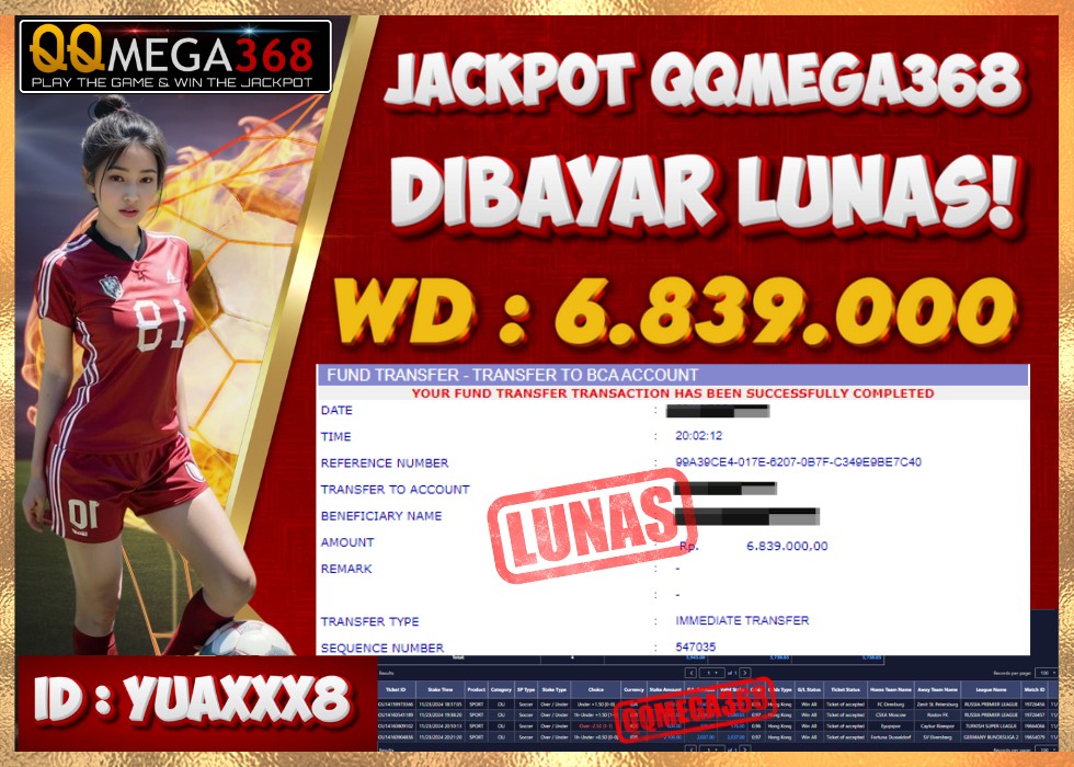 QQMEGA368 JACKPOT Rp 6.839.000 - LUNAS!!!